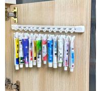 Rail coulissant multifonction pour armoires, support de rangement flexible en forme de tube avec 20 clips, support mural pour chaussettes, élastiques à cheveux (2, 40 cm)