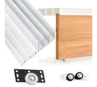 Rail Coulissant Porte, Kit Porte Coulissante Interieur, Convient aux Portes en Bois et aux Portes Composites D'une épaisseur de 15 à 18mm, Trois Rails(White,140cm/55in)