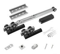 Rail coulissant pour porte de poche dissimulée, rail tampon bidirectionnel avec hauteur réglable, matériel en aluminium silencieux en nylon pour portes en bois, noir (B)