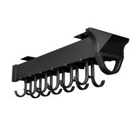 Rail coulissant pour vêtements avec 6 crochets, porte-pantalons intégré, 35,6 cm, design extractible peu encombrant, noir