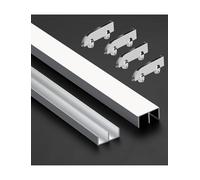 Rail Coulissant pour vitrine - Rails en Aluminium à Double Canal pour Portes en Acrylique/Verre de 5 à 8 mm, Guide à rainures de Montagne avec Galets Anti-Saut (23,6 po/600 mm)