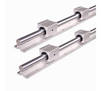 Rail De Guidage Linéaire, 2 Pièces SBR12 SBR16 SBR20 Rail De Guidage Linéaire 20 Mm 300-1000 Mm Rail Linéaire Entièrement Pris En Charge Avec Bloc De Roulement Linéaire SBR16UU Partie CNC Argent ( Col