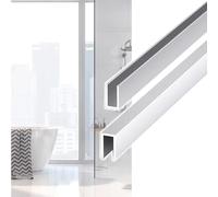 Rail de montage en U pour porte de douche sans cadre, rail de montage en aluminium pour cabine de douche à l'italienne, compatible avec les panneaux en verre de 6,3 mm, 1,27 cm, 2 pièces