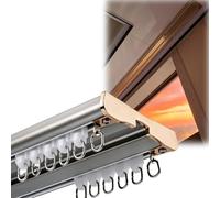 Rail de Plafond Aluminium Double RangéE 0.5 1.3 2.1 3.7 4.6 m, Robuste et Silencieux avec Roulettes Anti-Bruit, SéParateur de PièCe pour HôPital Salon Chambre FenêTres(Gris,290CM)