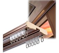 Rail de Plafond Aluminium Double RangéE 0.5 1.3 2.1 3.7 4.6 m, Robuste et Silencieux avec Roulettes Anti-Bruit, SéParateur de PièCe pour HôPital Salon Chambre FenêTres(Or rose,110CM)