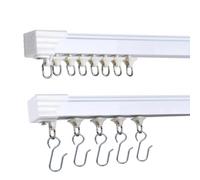 Rail de plafond de 1,8 m pour rideaux, ne rouille pas et assez de rouleaux, de crochets et glisse silencieusement pour fenêtre : convient pour salle de bain, salle de douche, chambre, hôpital