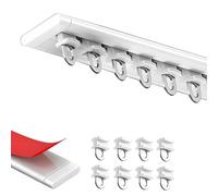 Rail de Plafond de Séparation de Pièce Tringle à Rideau Auto-adhésif Ultra-Fin Double Silencieux Poulies Support de Rail Diviseur de pièce Vis de montage(Blanc,2.0m(6.6ft))