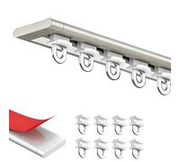 Rail de Plafond de Séparation de Pièce Tringle à Rideau Auto-adhésif Ultra-Fin Double Silencieux Poulies Support de Rail Diviseur de pièce Vis de montage(Gold,3.0m(9.8ft))