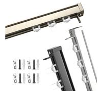 Rail de plafond en alliage d'aluminium pour rideaux, rail de rideau coulissant, séparateur de pièce, facile à installer, pour camping-car, baie vitrée (noir, 600 cm)