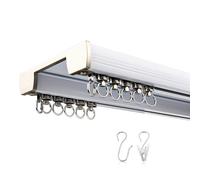 Rail de Plafond en Aluminium Double Voie Robuste - Rail de Plafond réglable de 240 cm (7,9 pi), adapté aux VR et aux cloisons de pièces, roulettes Lisses et silencieuses, Solution sans Bruit