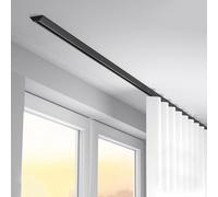 Rail De Plafond en Aluminium pour Rideaux, Rail De Rideau Robuste, Mute Tringle À Rideau Montée Au Plafond, Ensemble De Rails pour Bureau, Salon, Chambre(Noir,340cm)