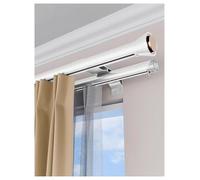 Rail de Plafond pour Rideaux, Ensemble de Fixation Murale Double de qualité supérieure avec roulettes silencieuses, glissières pour Rideaux de séparation de pièce, Barres de Rideaux réglable