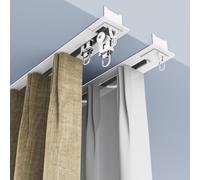 Rail de Plafond pour Rideaux, système de Rail en Aluminium pour Rideaux de Plafond, Double Rail de 9,75 m (32 pi), séparateur de pièce encastré Blanc, Barres de Rideaux d'intimité recoupable