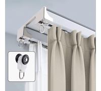 Rail de plafond robuste à double rail en aluminium de 2,7 m / 8.8ft pour salon, chambre à coucher, douche, blanc, système de montage à double rangée, économiseur d'espace, facile à installer