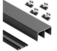Rail de porte coulissante, compatible avec des panneaux de 14 à 18 mm d'épaisseur, rail inférieur concave for porte coulissante de placard/armoire.(Black,140cm)
