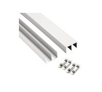 Rail de porte coulissante en alliage d'aluminium for panneaux de 5 mm d'épaisseur - Installation facile for portes en verre, armoires et fenêtres(160cm)