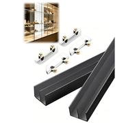 Rail de porte coulissante en aluminium à double canal de 5 mm pour portes coulissantes, parfait pour vitrines et armoires Boohelves (190 cm)