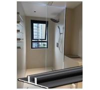 Rail de porte coulissante en aluminium et verre, Garniture de bord en verre type T double alliage d'aluminium for multicolore 8 mm, plusieurs tailles(Black,100cm/39.4in)