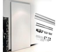 Rail de porte coulissante en miroir dissimulé avec guide au sol, kit de rail de porte de grange sans rail