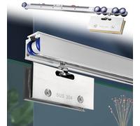 Rail de porte coulissante en verre à fermeture douce, rails de porte de grange en aluminium robuste 6 pieds 8 pieds, Rieles para Puertas Corredizas, rail de porte coulissante (argent-blanc, 5,0 m/16,4