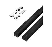 Rail de porte coulissante en verre de 5 mm - Kit de quincaillerie pour porte coulissante noire avec roulettes pour bibliothèque et vitrine