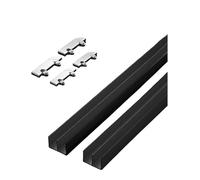 Rail de porte coulissante en verre de 5 mm - Kit de rails coulissants noirs for armoire, bibliothèque et vitrine.(170cm)