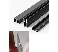Rail de porte coulissante en verre de 8 mm - Roulette silencieuse en aluminium for armoire, penderie et bibliothèque, installation facile(Black,39.4in/100cm)