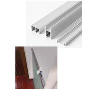 Rail de porte coulissante en verre de 8 mm - Roulette silencieuse en aluminium for armoire, penderie et bibliothèque, installation facile(Silver,39.4in/100cm)