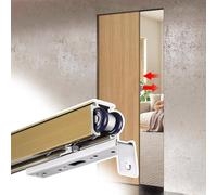 Rail de porte de poche pour porte en bois, rails de porte coulissante en aluminium avec fermeture douce, kit de quincaillerie pour placard ou porte de grange