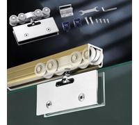 Rail de Porte moustiquaire pour Porte coulissante en Verre sans Cadre, Guide supérieur de Porte coulissante en Verre en Alliage d'aluminium, kit de quincaillerie pour Porte de Poche avec Jeu de