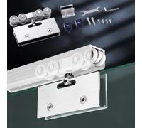 Rail de Porte moustiquaire pour Porte coulissante en Verre sans Cadre, Guide supérieur de Porte coulissante en Verre en Alliage d'aluminium, kit de quincaillerie de Porte de Poche avec Jeu de