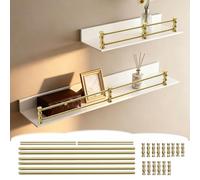 Rail de Protection Barre de Renfort Double pour Petite Étagère Murale, 1/2/ 3/4/ 5 Barres de Protection en Laiton pour Clôture, Barre Décorative pour Armoires(5PCS,37in/94cm)