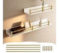 Rail de Protection Barre de Renfort Double pour Petite Étagère Murale, 1/2/ 3/4/ 5 Barres de Protection en Laiton pour Clôture, Barre Décorative pour Armoires(2PCS,9in/23cm)