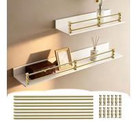 Rail de Protection Barre de Renfort Double pour Petite Étagère Murale, 1/2/ 3/4/ 5 Barres de Protection en Laiton pour Clôture, Barre Décorative pour Armoires(4PCS,31in/79cm)