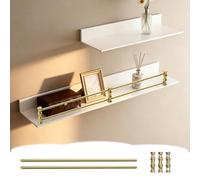 Rail de Protection Barre de Renfort Double pour Petite Étagère Murale, 1/2/ 3/4/ 5 Barres de Protection en Laiton pour Clôture, Barre Décorative pour Armoires(1PCS,18in/46cm)