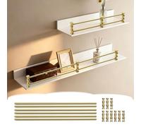 Rail de Protection Barre de Renfort Double pour Petite Étagère Murale, 1/2/ 3/4/ 5 Barres de Protection en Laiton pour Clôture, Barre Décorative pour Armoires(3PCS,8in/20cm)