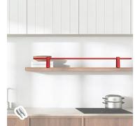 Rail de Protection Barre de Support pour Étagère de Placard de Cuisine avec Vis, Barre Décorative pour la Maison Empêchant les Objets de Tomber, Barrière Tubulaire(Red,46cm/18.1")
