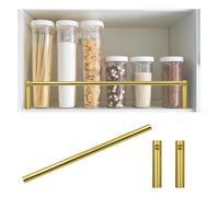 Rail de Protection Barres de Sécurité pour Étagères de Cuisine (20-100cm), Ensemble de Barrières de Sécurité Métalliques Polyvalentes pour Étagères avec Accessoires(Gold-A,20cm/7.9")