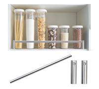 Rail de Protection Barres de Sécurité pour Étagères de Cuisine (20-100cm), Ensemble de Barrières de Sécurité Métalliques Polyvalentes pour Étagères avec Accessoires(Silver-A,35cm/13.8")