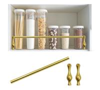 Rail de Protection Barres de Sécurité pour Étagères de Cuisine (20-100cm), Ensemble de Barrières de Sécurité Métalliques Polyvalentes pour Étagères avec Accessoires(Gold-C,40cm/15.7")