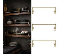 Rail de Protection D'éTagèRe 3 Barres Maintien Longues Laiton pour Étagères Cuisine, Barres Sécurité Anti-chute Longues pour Placards, Barre D'étagère Métallique avec 2 Barreaux(Style A,10in/25cm)