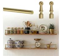 Rail de Protection d'éTagèRe Barres de Garde-corps en Laiton, Rail d'étagère pour la Cuisine et le Meuble Présentoir Rails de Basculement De Bord Décoratif(Brass-C,20in/51cm)