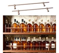 Rail de Protection D'éTagèRe Ensemble de Barres de Protection pour Étagères de Cave Vin, Barre Sécurité Métallique pour Porte-revues, Rebord D'étagères Flottantes Cuisine(Rose Gold,25cm/9.8in)