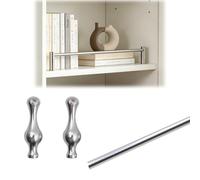 Rail de Protection D'éTagèRe Garde-rail tablette en métal pour cuisine/placard, Tige anti-basculement pour étagère/bac à vin, Barre protection meuble longueur personnalisable(Silver C,38in/97cm)