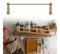 Rail de Protection éTagèRe Barre de Fixation Dorée avec Fuseaux pour Étagères de Placard de Cuisine, Barre de Fixation en Laiton Brossé pour Étagère de Placard 30 61 41 cm, Kit(19.5inch/50cm)