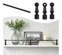 Rail de Protection etagere Barre De Protection De Rechange Noire Pour Armoire Barre De Sécurité Robuste En Aluminium Avec 3 Poteaux Barre De Protection Pour Étagère De Cuisine(10 Pcs,Long 24in/61cm)