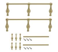 Rail de Protection Étagère Lot de 2 Barres de Protection Anti-chute pour Étagères/Bibliothèques, Barre de Galerie Décorative en Laiton avec Montants et Vis, Rambarde(Style A,72in/183cm)