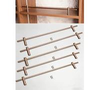 Rail de protection for étagère de gondole 5 pièces, 12 14 16 20 22 24 26 28 30 36 38 pouces, clôture métallique anti-chute, for étagères à chaussures, bibliothèques, entrées, étagères(Coffe,22in/56cm)