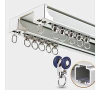 Rail de rail de rideau robuste, Rail de rideau de plafond en aluminium monté au plafond, Tringle À Rideaux Double with mute track pour tentures, séparateurs de pièce, 100 cm-600 cm (Color : White C,