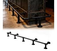 Rail De Rail Pied Bar De Bar En Acier Inoxydable, Supports De Rail Au Sol De 1 À 6 M, Matériel De Fixation Pour Repose-Pieds Commercial, Convient Aux Îlots De Cuisine(Black,2.3m/7.5ft)